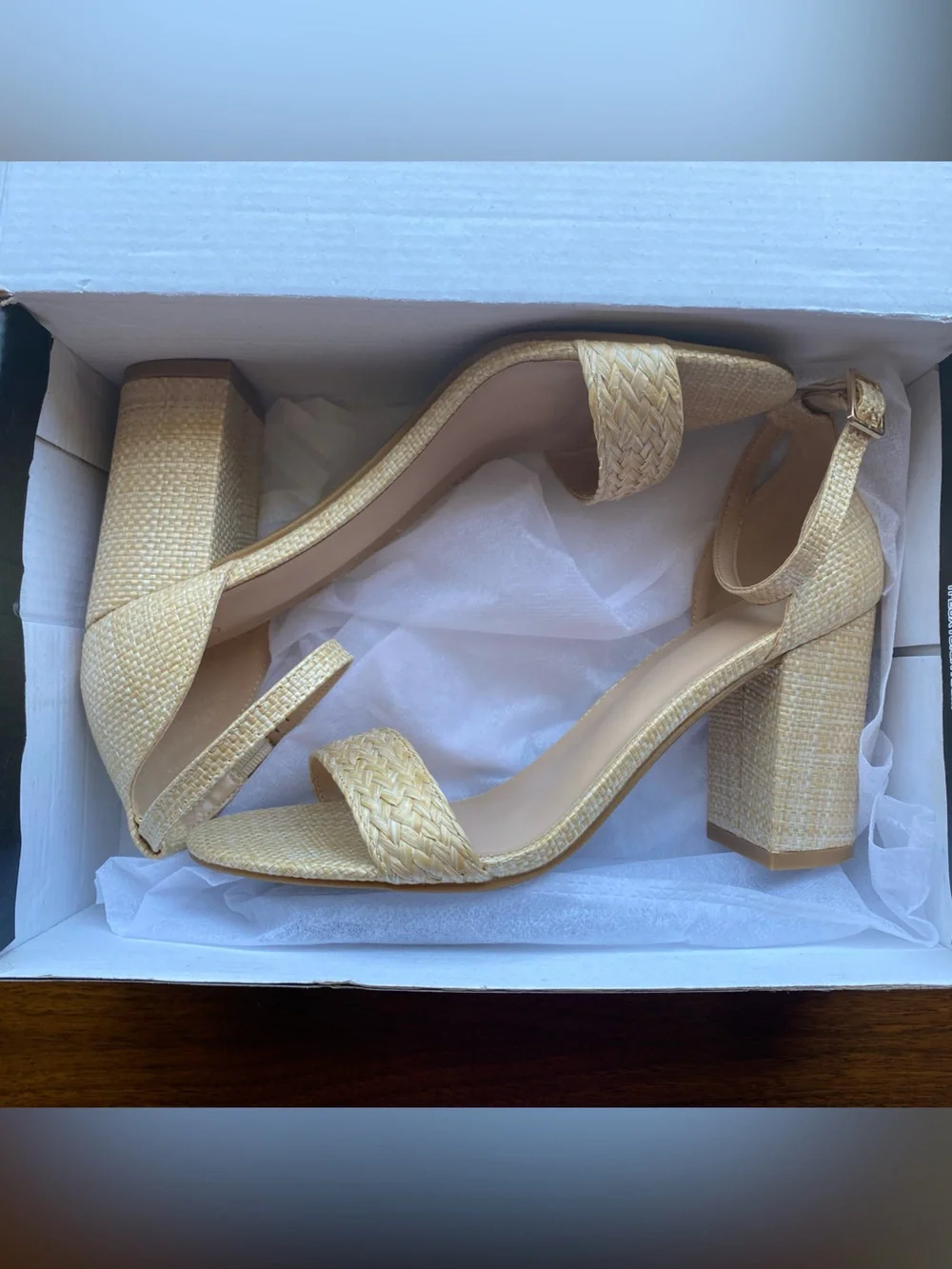 Coasis 3.5” Raffia block heels